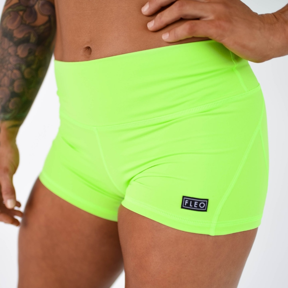 FLEO lime Apex Contour Shorts 3.25" NWOT